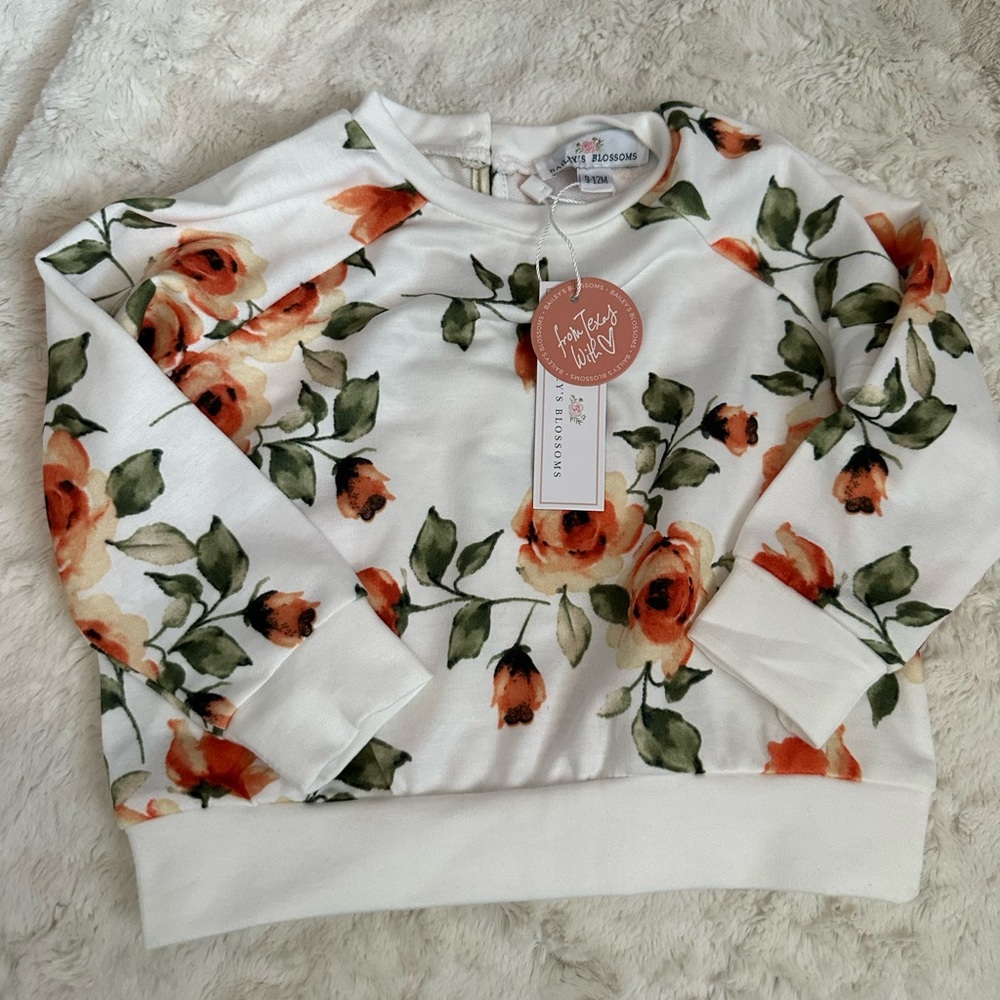 Bailey’s Blossoms 9-12 months orange floral longe sleeve